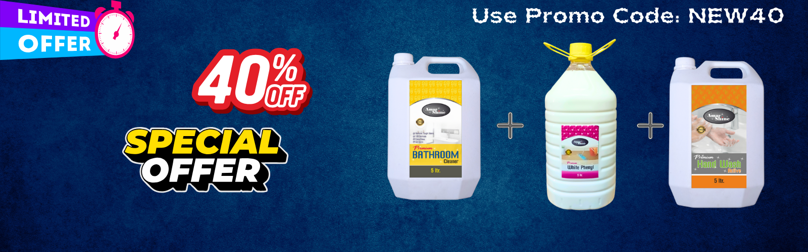 Bathroom Cleaner 5L+ White Phenyl 5L+Hand Wash 5L-NEW40 Banner